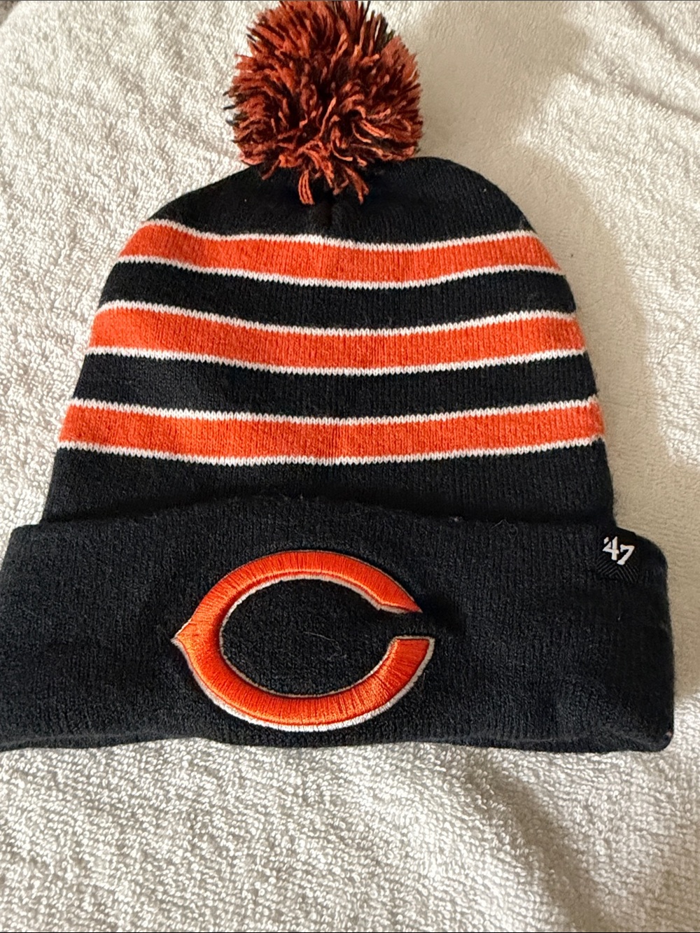 Chicago Bears Black and Orange Pom Beanie